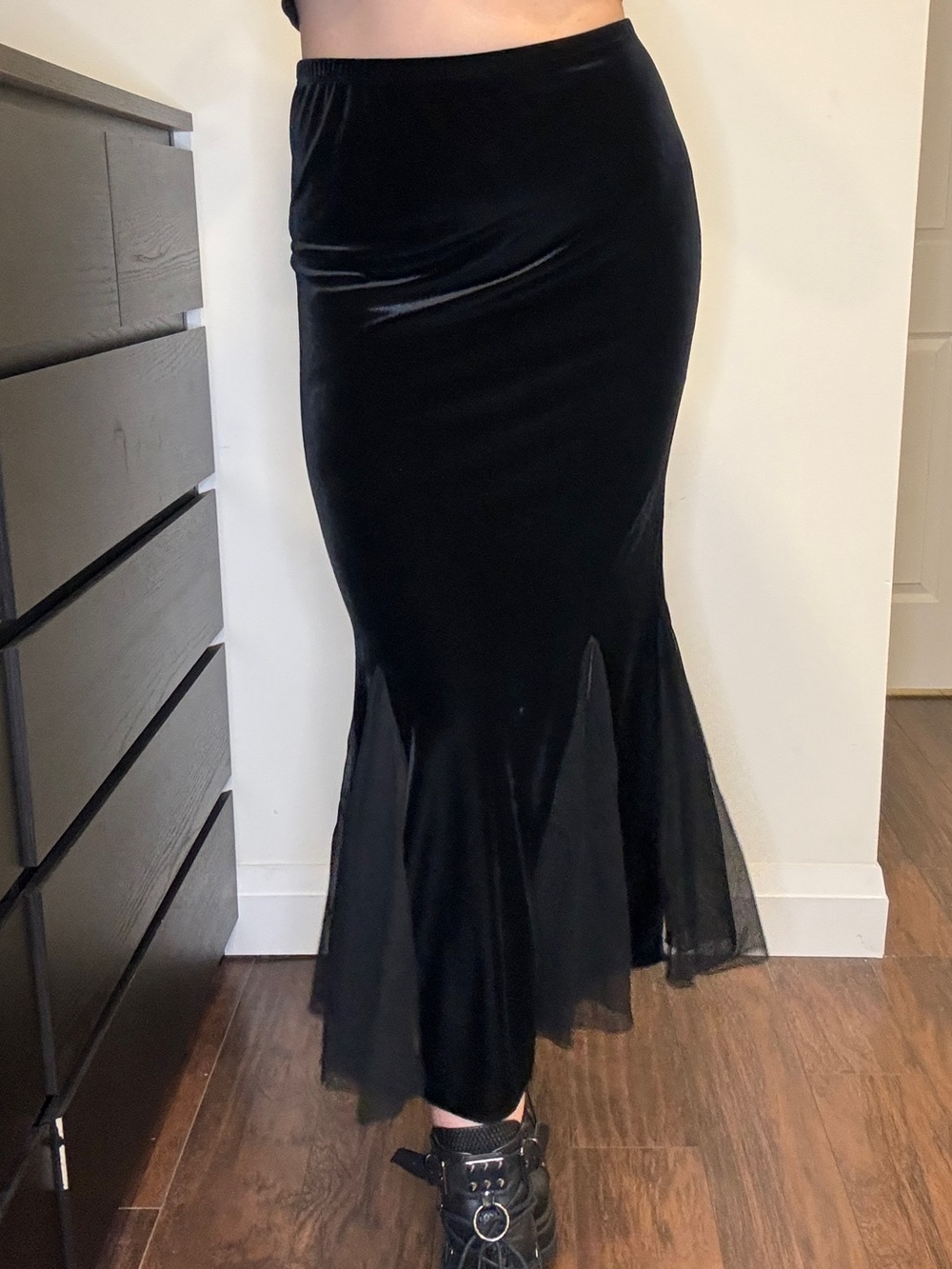Gothic Vampy Black Skirt with Mesh Cut Outs